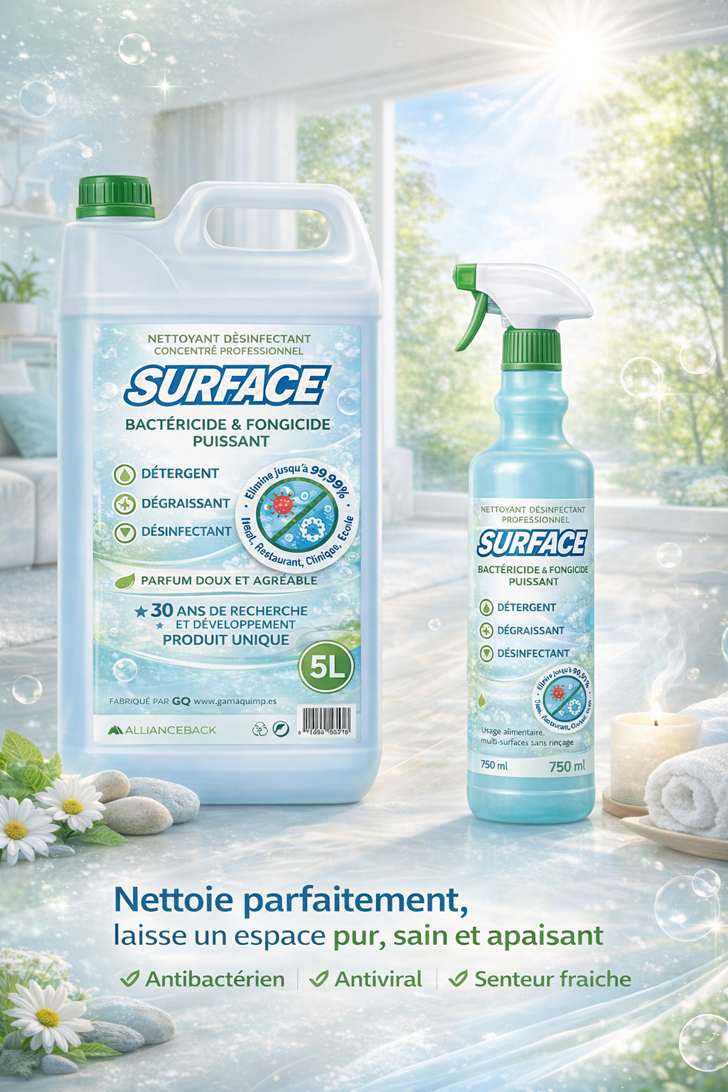 Surface - Détergent Dégraissant Désinfectant 4 en 1