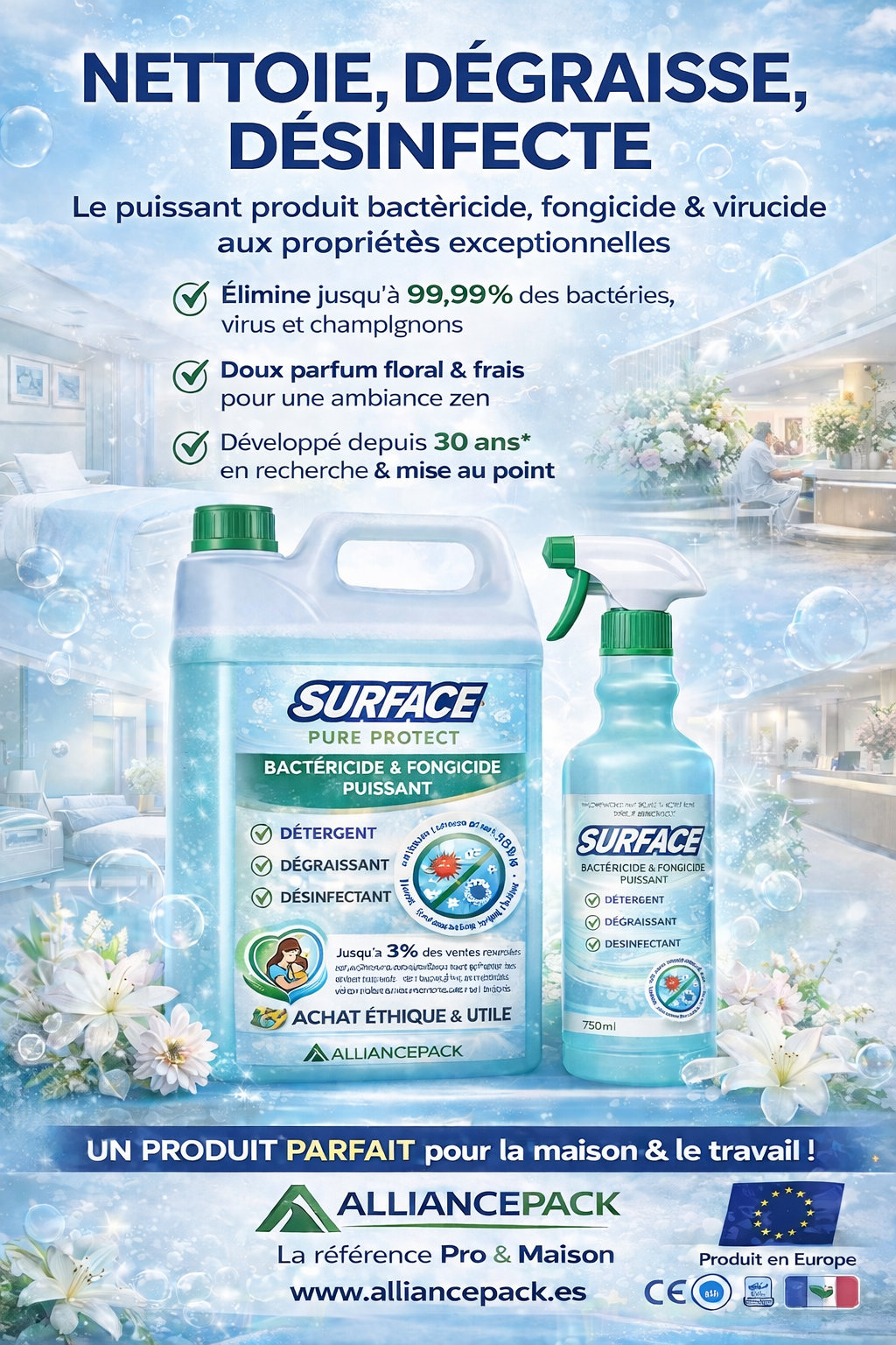 Surface - Détergent Dégraissant Désinfectant 4 en 1