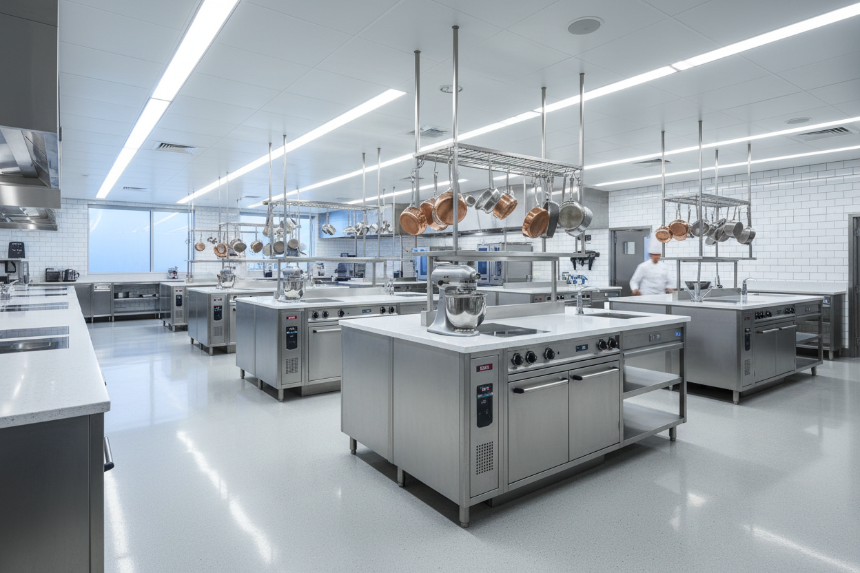 une cuisine professionnelle magnifique brillante et clean 